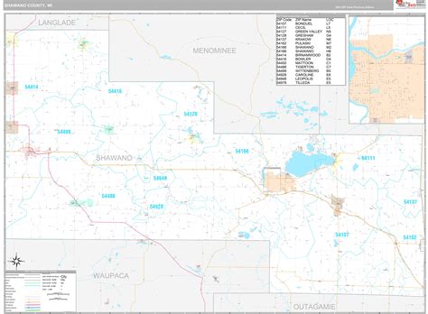 Shawano County Wi Wall Map Premium Style By Marketmaps