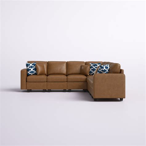 Wade Logan Ankrom Faux Leather Symmetrical Modular Sofa Sectional