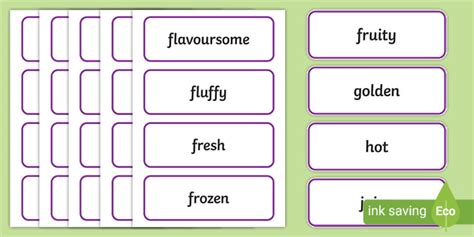 Food Adjectives Word Cards Teacher Made