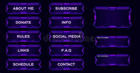 Twitch Set Of Modern Purple Gaming Panels And Overlays For Live