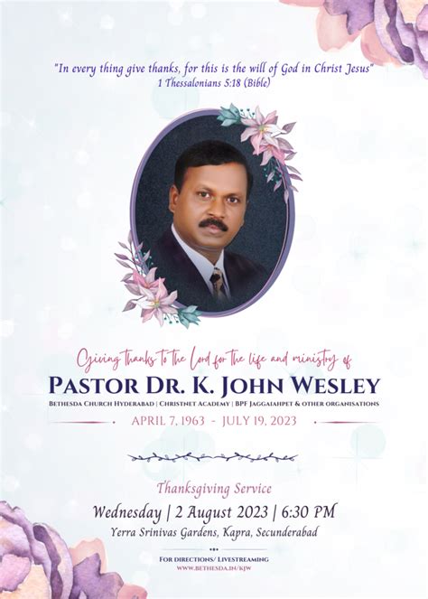 Pastor Dr Kolapudi John Wesley Bethesda Church