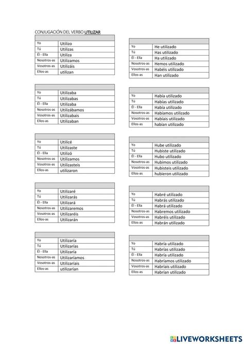 El Nombre De Los Tiempos Verbales Worksheet Live Worksheets