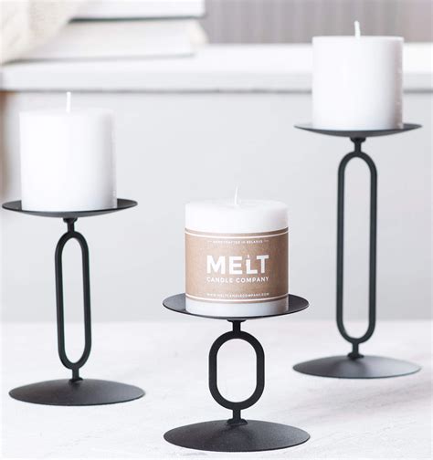 Touch Of Class Mylle Geometric Black Metal Candleholders Set Of Three Small