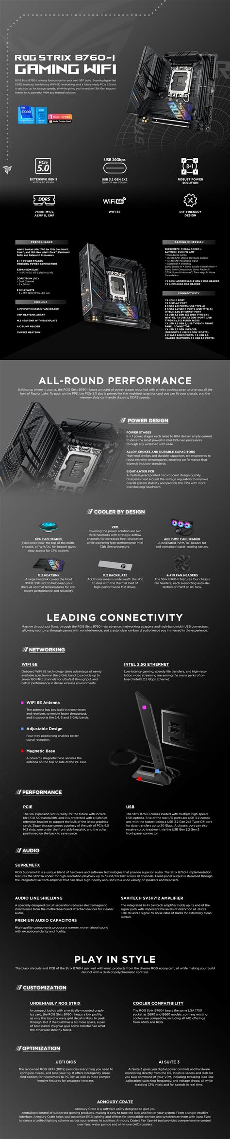 ASUS ROG STRIX B760-I GAMING WIFI Motherboard | Motherboards | Scorptec ...