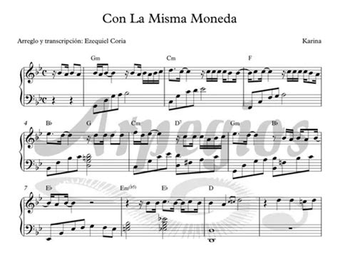 Partitura Para Piano Con La Misma Moneda De Karina En Pdf Mercadolibre