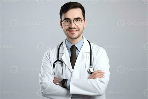 Portrait Of Confident Male Doctor In White Coat And Stethoscope