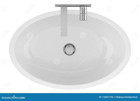 Top View Of Ceramic Bathroom Sink Isolated On White Stock Illustration