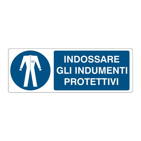 Cartello Adesivo 125 X 350 Obbligo Indossare Gli Indumenti Protettivi