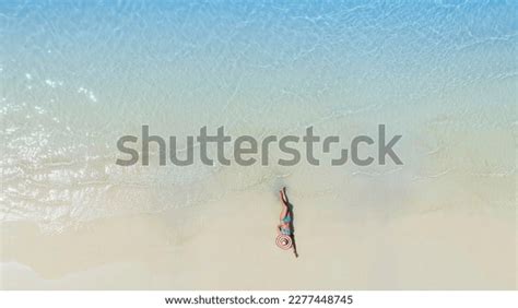 Aerial View Woman Bikini Sunbathing Laying Stock Photo Shutterstock