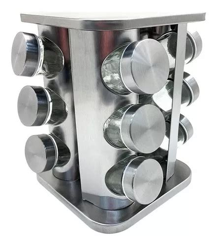 Especiero Condimentero Giratorio X Cuadrado Acero Inox