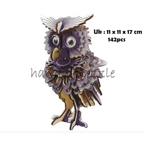 Jual Bagus Puzzle D Diy Bahan Kayu Model Owl Burung Hantu Mainan