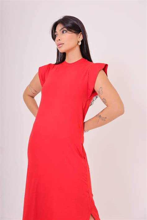 Vestido Midi Muscle Vermelho Escarlet Valentt Fabrica De Moda