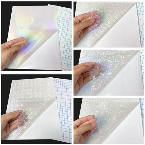 10 Sheets 15 Style A4 Transparent Holographic Overlay Lamination Film