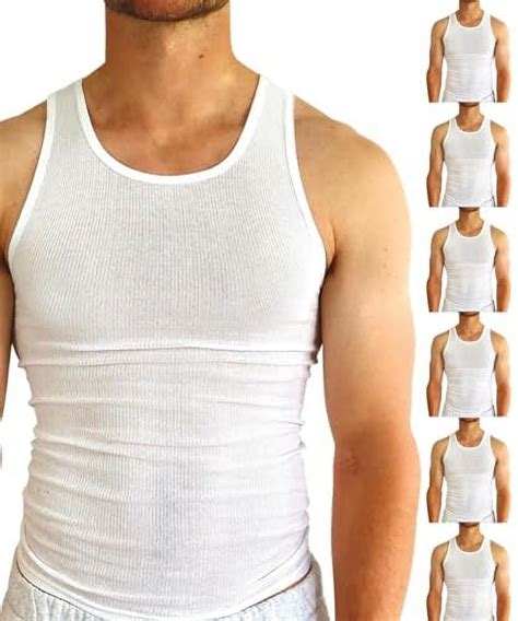 Brooklyn Vertical Mens 6 Pack Tank Tops A Shirt Ribbed Cotton