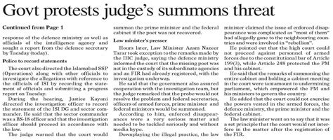 Dawn Epaper May Govt Protests Judge S Summons Threat In