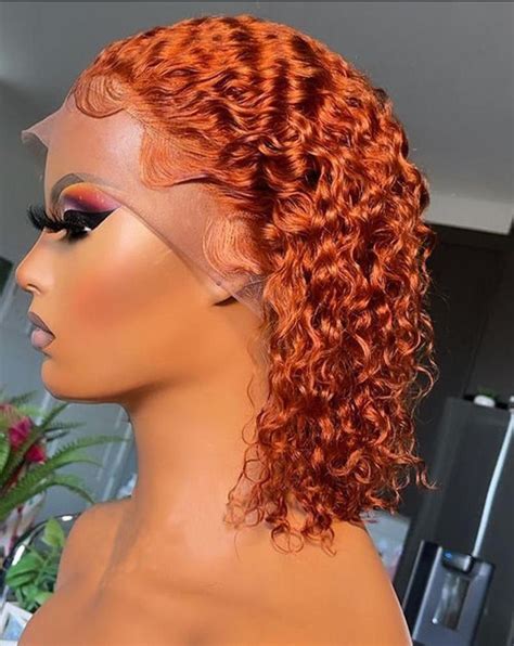 Ginger Lace Front Wig Curly Pixie Cut Bob Wig Etsy Ireland