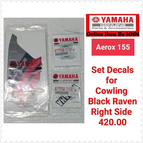 Motorcycle Auto SET DECALS FOR COWLING AEROX 155 (BLACK RAVEN) | Lazada PH