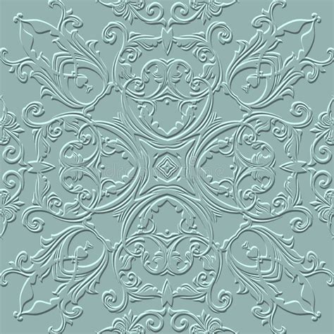 Baroque Embossed D Seamless Pattern Vector Greek Textured Background