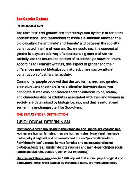 Sex Gender Pdf Ba Hons Political Science Studocu