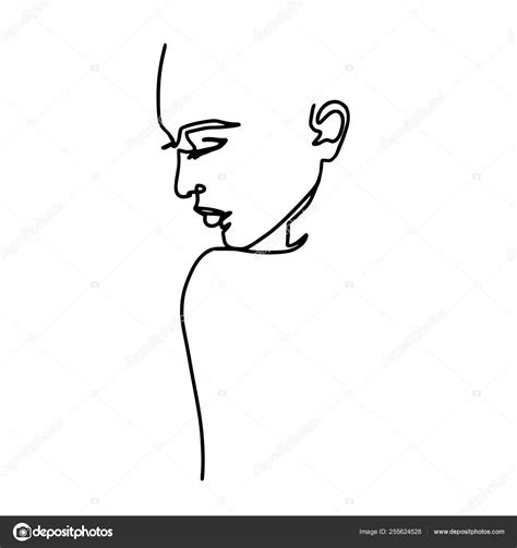 Abstract Face One Line Drawing Beauty Woman Portrait Isolated On White