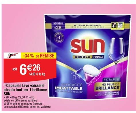 Promo Capsules Lave Vaisselle Absolu Tout En Brillance Sun Chez Migros