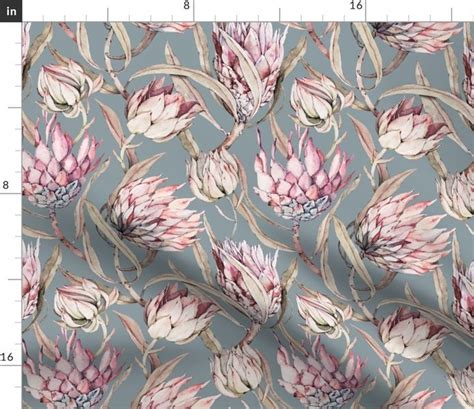 Colorful Fabrics Digitally Printed By Spoonflower Tropical Protea