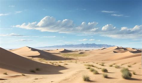 Premium Photo A Serene Desert Landscape With Towering Sand Dunes