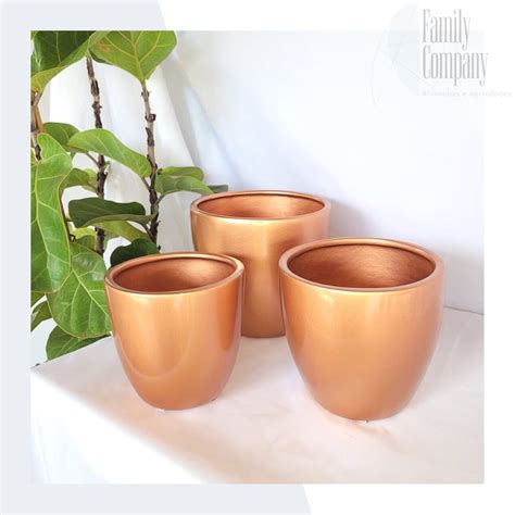 Cachepot Vaso Cerâmica Cobre Escolha o tamanho Shopee Brasil