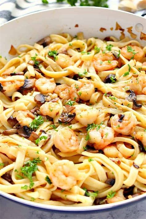 Garlic Butter Mushroom Shrimp Pasta Recipe Quick And Easy Dinner Idea With A Ton Of Flav