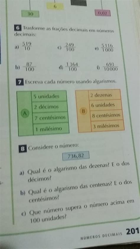 7 Escreva Cada Numero Usando Algarismos A 5 Unidades 2 Decimos 7