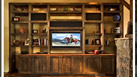 Barnwood Builders Custom Made Entertainment Center Built In Shelves Made Of Reclaime Built In