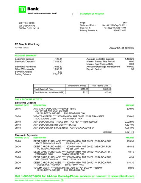 New 2023 Td Bank Statement Template Mbcvirtual Bank2home