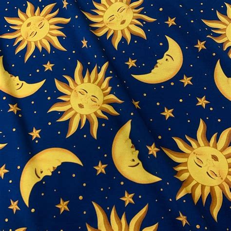 Sun Moon Organic Cotton Jersey Fabric Equinox S Celestial Print