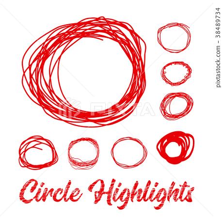 Hand Drawn Highlighter Elements Vector Circles Stock Illustration