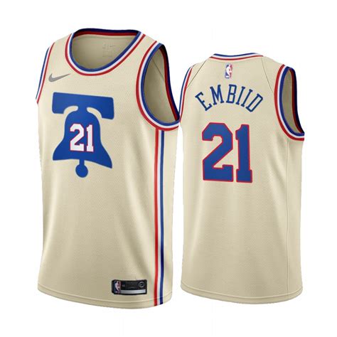 Philadelphia 76ers 21 Joel Embiid Cream Youth Nba Swingman 2020 21