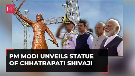 Pm Modi Unveils Grand Statue Of Chhatrapati Shivaji Maharaj In Maharashtras Sindhudurg Youtube