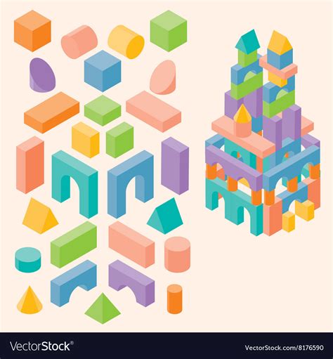 Colored building blocks for children Royalty Free Vector