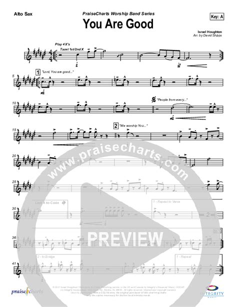 You Are Good Alto Sax Sheet Music Pdf Travis Cottrell Praisecharts