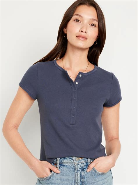 Short Sleeve Waffle Knit Henley Top Old Navy