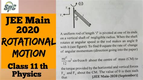 A Uniform Rod Of Length L Is Pivoted At One Of Its Ends On A Vertical