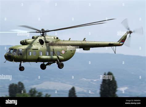 Serbian Air Force Mi-17 utility helicopter in flight over Serbia Stock ...