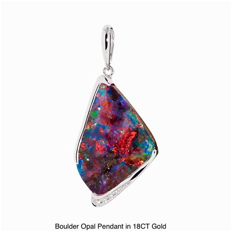 Boulder Opal Pendant set in 18ct White Gold (PE018) - Opal Copying ...