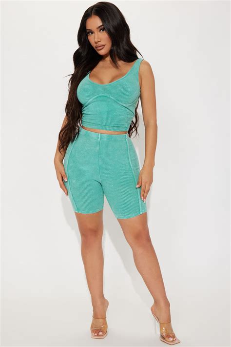 Delaney Ribbed Short Set Aqua Fashion Nova Matching Sets Fashion Nova