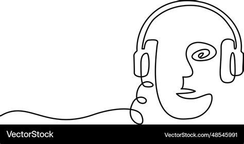 Abstract Man Listening Music In Headphones Vector Image