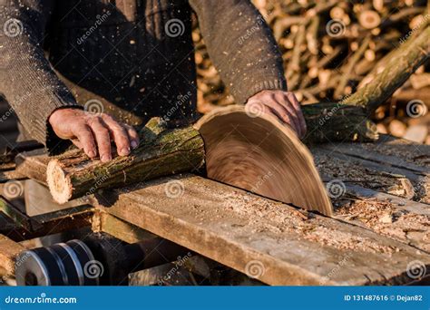 Cutting of Wood with a Circular Saw Stock Photo - Image of work, speed ...