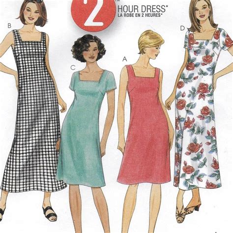 A Quick Easy Sew Sleeveless Short Sleeve Square Neckline Dress Pattern