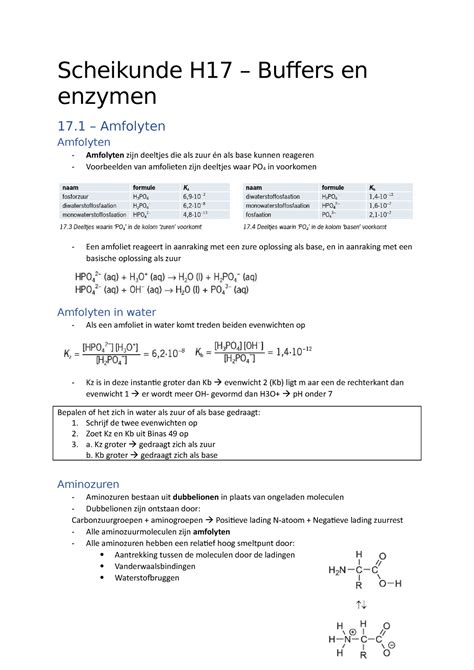 Scheikunde H Samenvatting Sk H Scheikunde H Buffers En