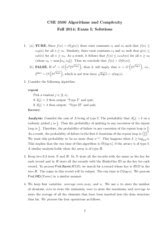 Exam F Sol Cse Algorithms And Complexity Fall Exam I