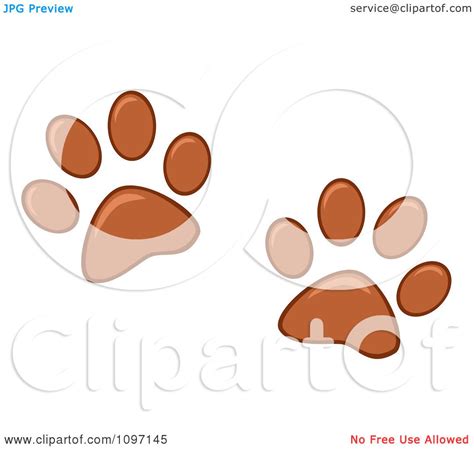 Clipart Two Brown Dog Paw Prints Royalty Free Vector Illustration By