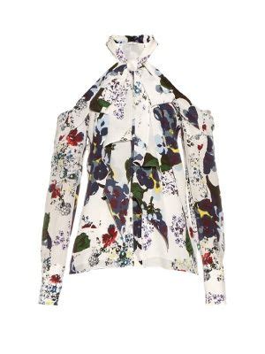 Aila Forget Me Not Print Silk Crepe Top Erdem Matchesfashion Us